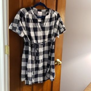 Navy checked maternity tunic